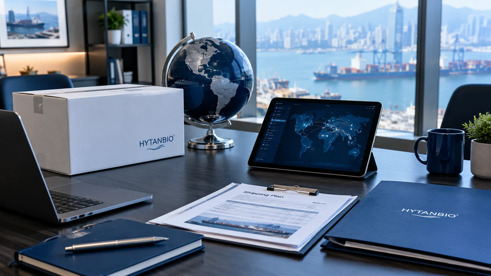 Cosmetic Peptides — Export preparation HYTANBIO illustrative business scene