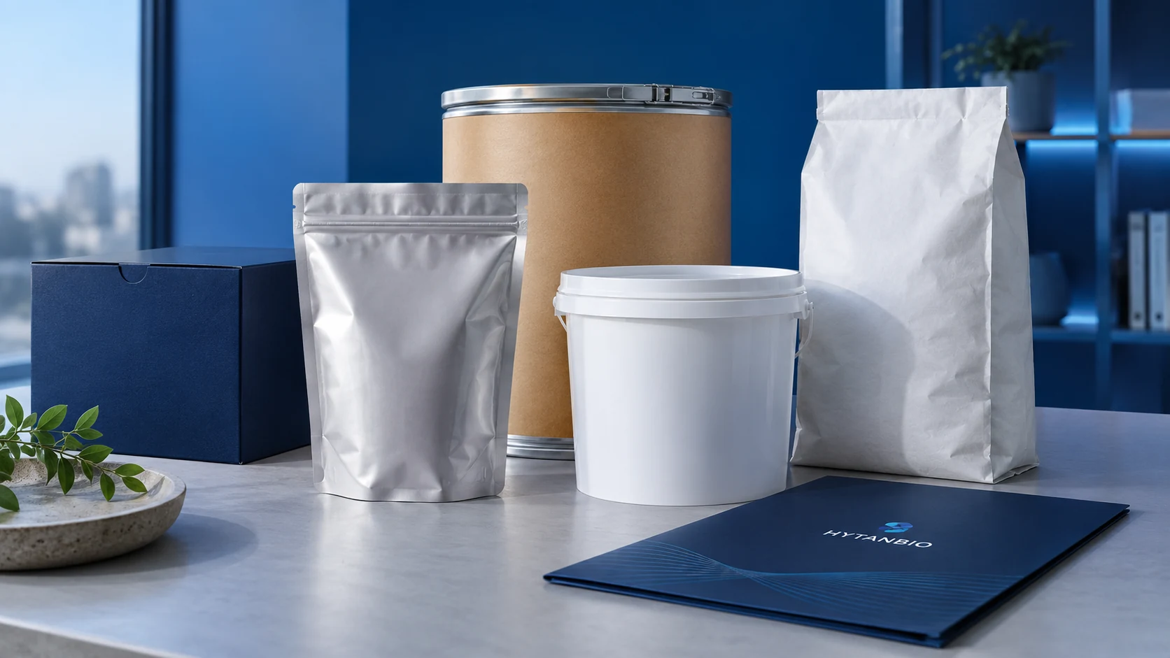 Protected Amino Acids — Packaging format concepts HYTANBIO illustrative business scene