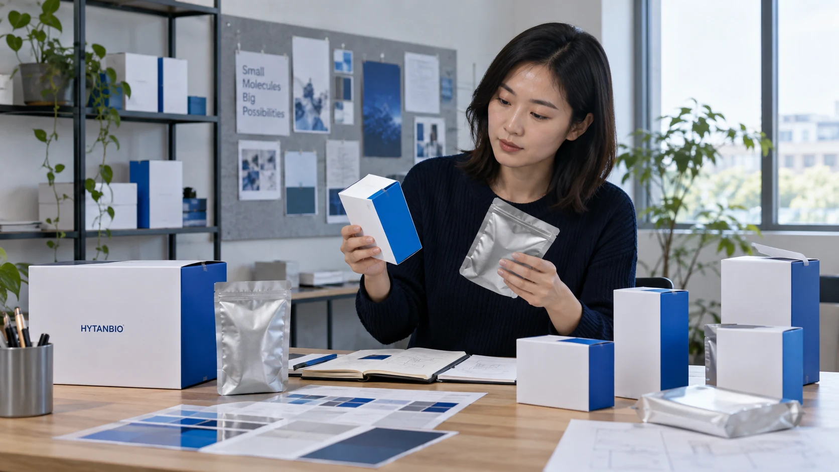 Synthesis Reagents — Packaging development HYTANBIO illustrative business scene