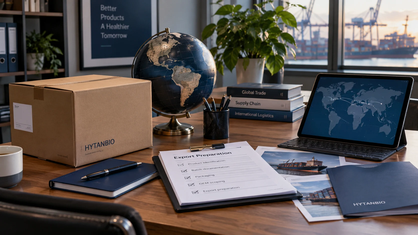 Knowledge for Better Procurement — Export preparation HYTANBIO illustrative business scene