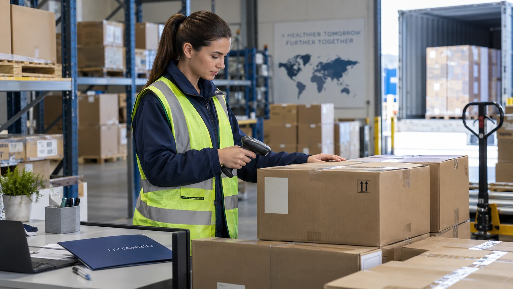 Oral Film Development — Warehouse coordination HYTANBIO illustrative business scene