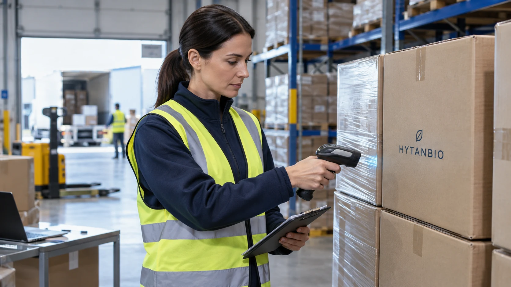 Oral Pouch Development — Warehouse coordination HYTANBIO illustrative business scene