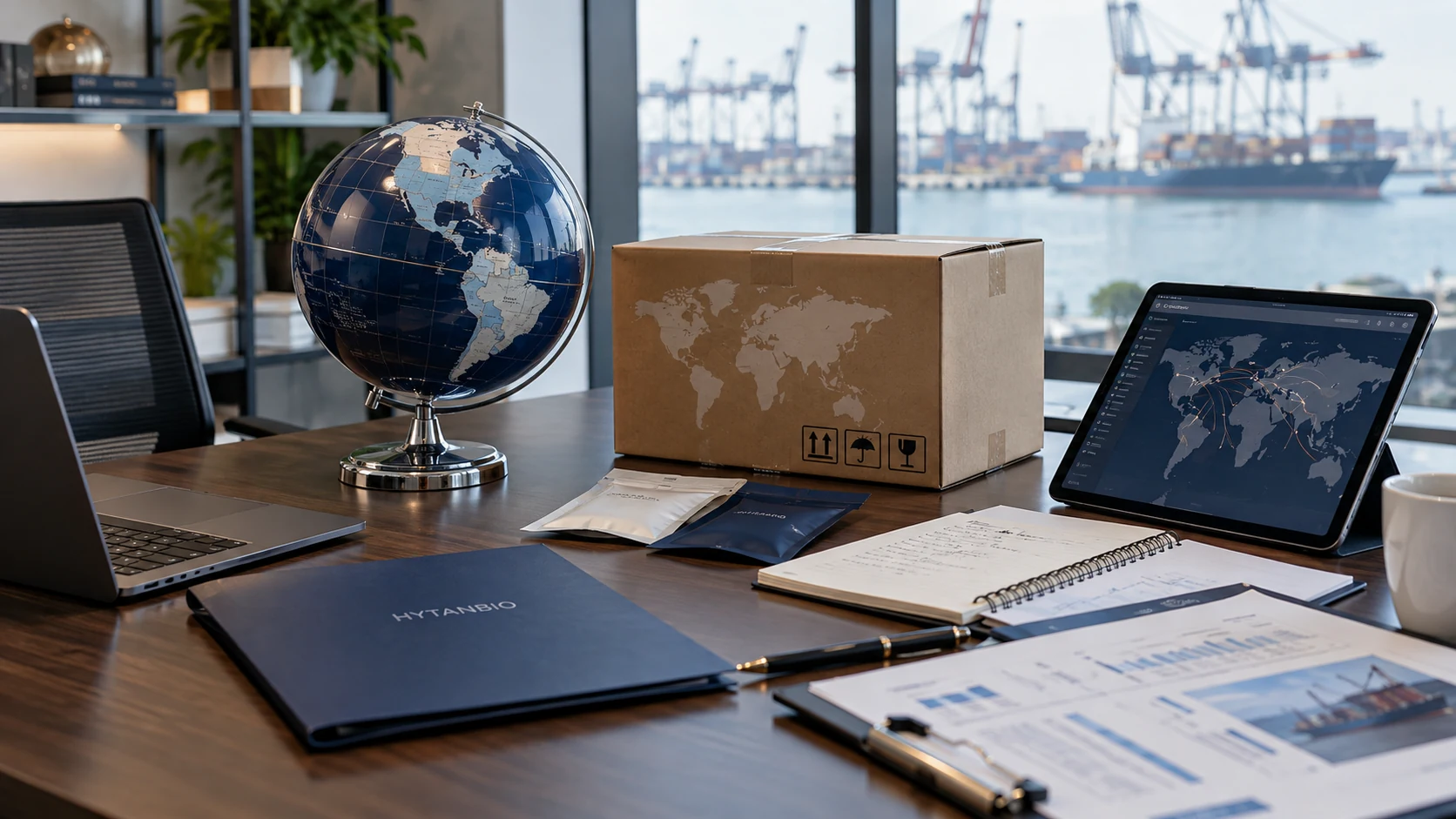 Oral Pouch Development — Export preparation HYTANBIO illustrative business scene