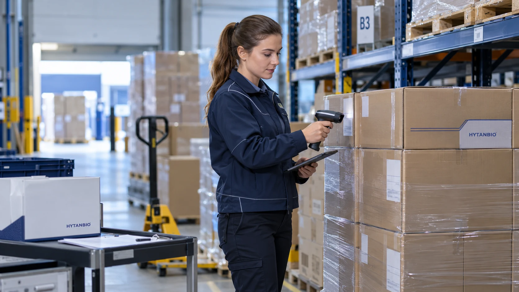 Pen Device Projects — Warehouse coordination HYTANBIO illustrative business scene