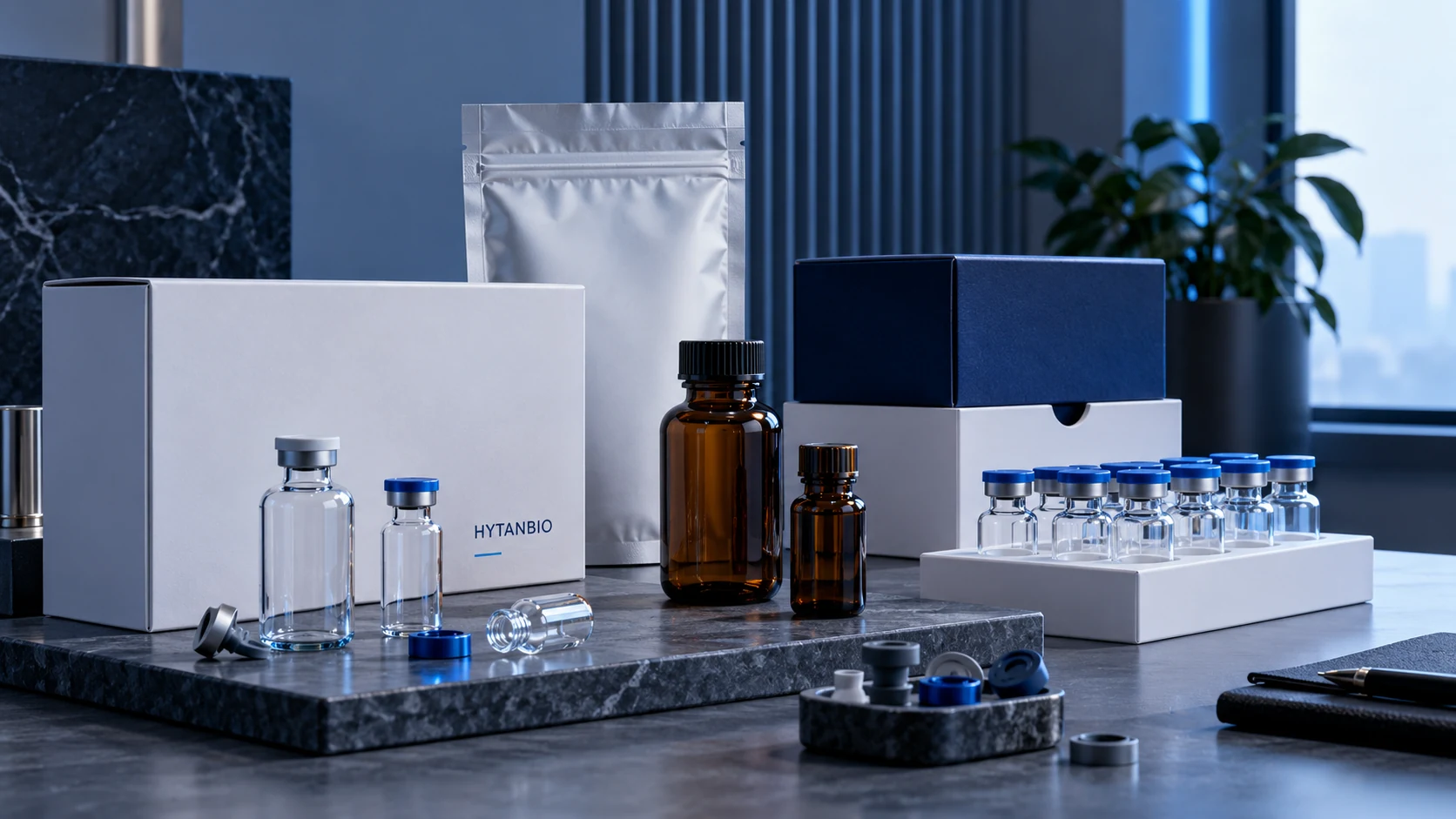 Explore the product portfolio — Packaging format concepts HYTANBIO illustrative business scene