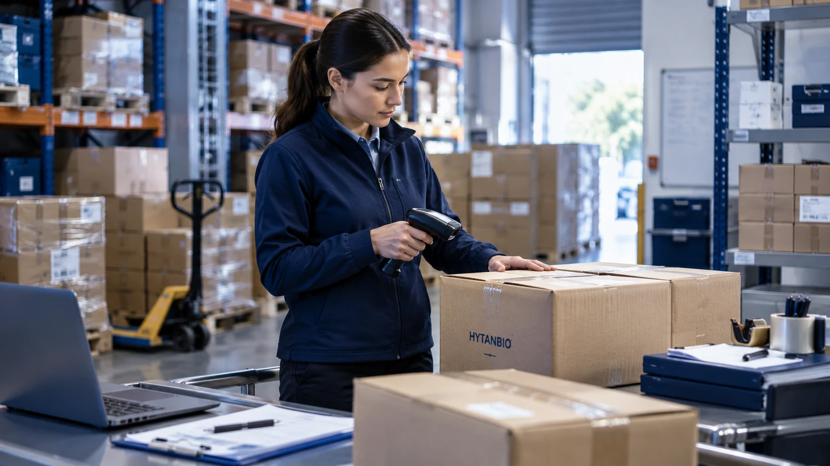 Explore the product portfolio — Warehouse coordination HYTANBIO illustrative business scene